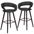 2 Pk. Brynn Series 29 High Black Vinyl Barstool with Cappuccino Wood Frame