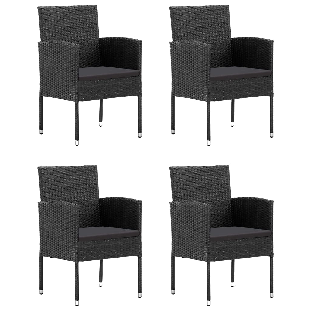vidaXL Patio Dining Set 5 Piece Garden Outdoor Lawn Yard Terrace Balcony Backyard Table and Chair Seat Seating Furniture Poly Rattan Black