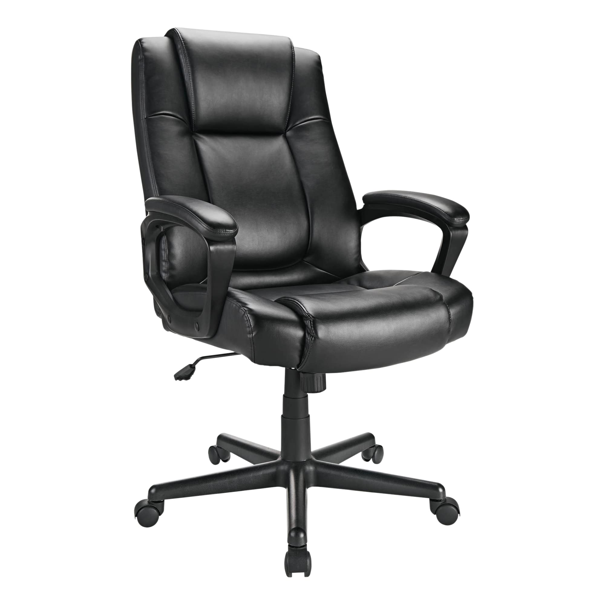 Realspace Hurston Bonded Leather High-Back Executive Office Chair, Black, BIFMA Compliant