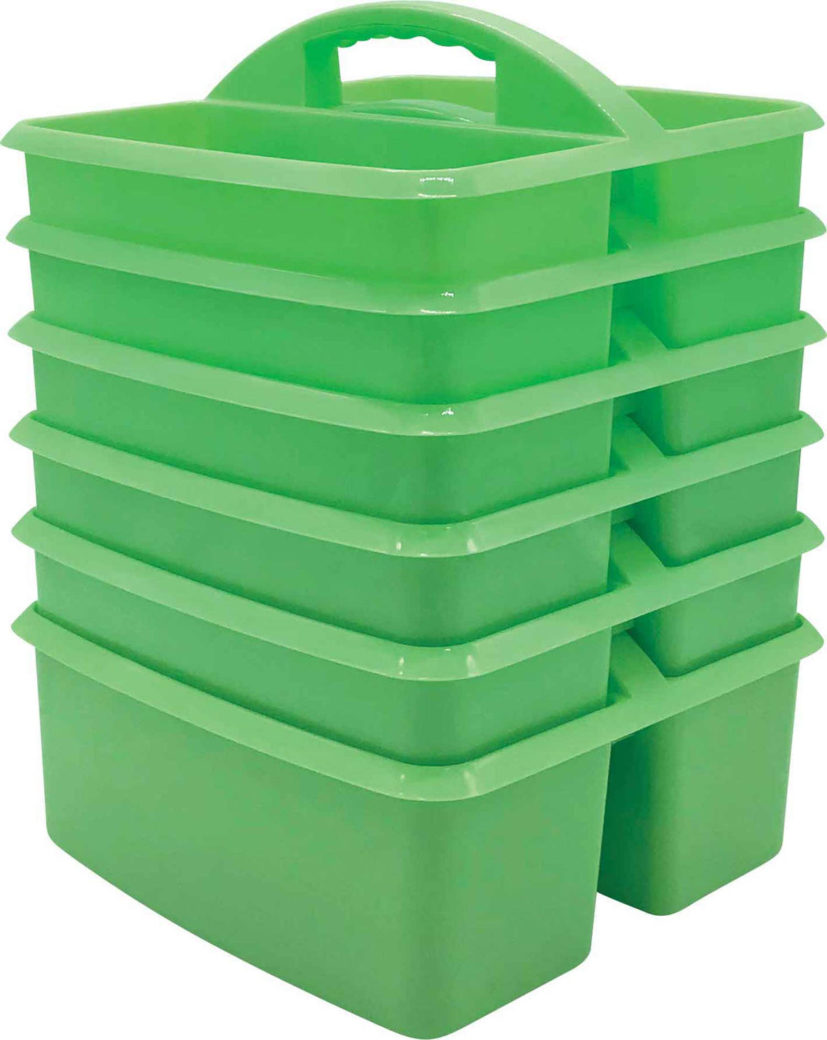 Teacher Created Resources Mint Portable Plastic Storage Caddy 6-Pack For Classrooms, Kids Room, And Office Organization, 3 Compa