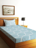 Home Sizzler 210Tc Geometrical Grey Microfibre Single Bedsheet With 1 Pillow Cover