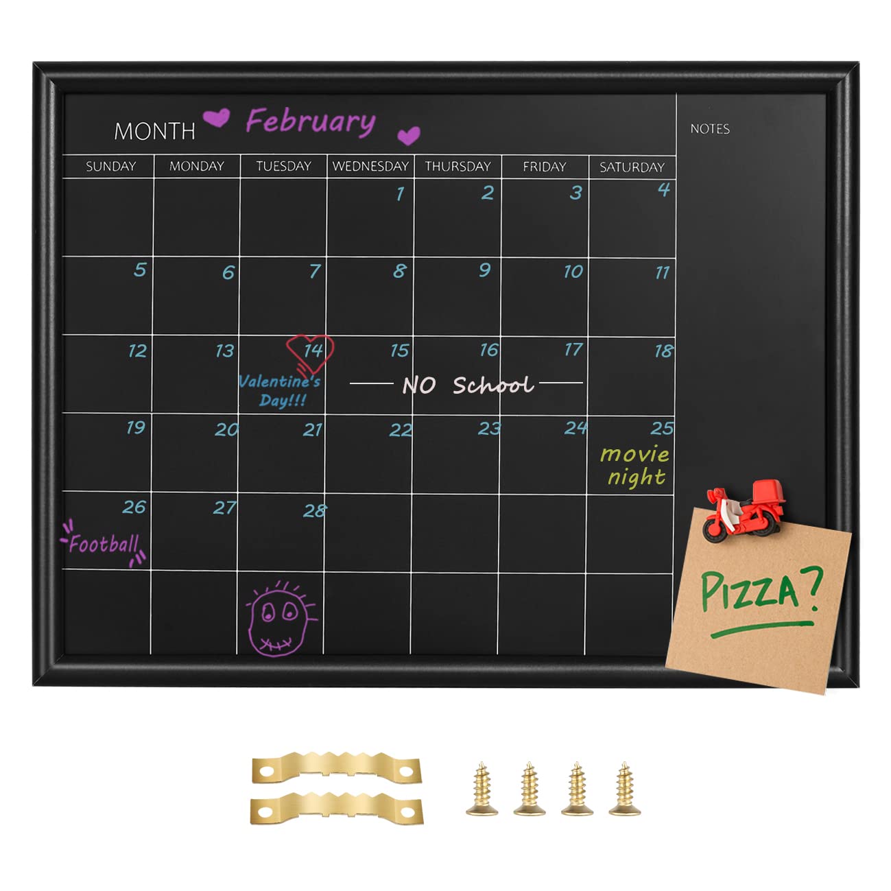 Toraso Calendar Chalkboard,Small Magnetic Surface Black Wood Frame Chalk Board For Planning,10.5 X 14.5 Inches,School Timetable