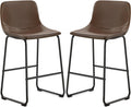 Tavr Furniture Counter Stools Set Of 4, 24 Inch Counter Height Bar Stools Hold Up To 500 Lbs, Armless Counter Height Chairs With Metal Legs & Soft Backrest For Kitchen Island Coffee Shop, Brown