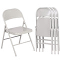 VECELO Metal Folding Chairs 4 Pack Double Hinged Steel Frame Easy Foldable&Stackable for Office Kitchen Dinning Wedding Patio an