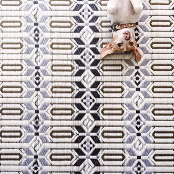 Mad Mats Geometric 5X8 Grey & White Outdoor Rug, Reversible Plastic Mat For Patio, Porch, Poolside, Mudroom, Camping, Rv, Deck