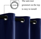 Jiuzhen Navy Blue Blackout Curtains With Tiebacks Thermal Insulated, Light Blocking And Noise Reducing Grommet Curtains For Bedroom And Living Room, Set Of 2 Window Curtain Panels, 70 X 96 Inch Length