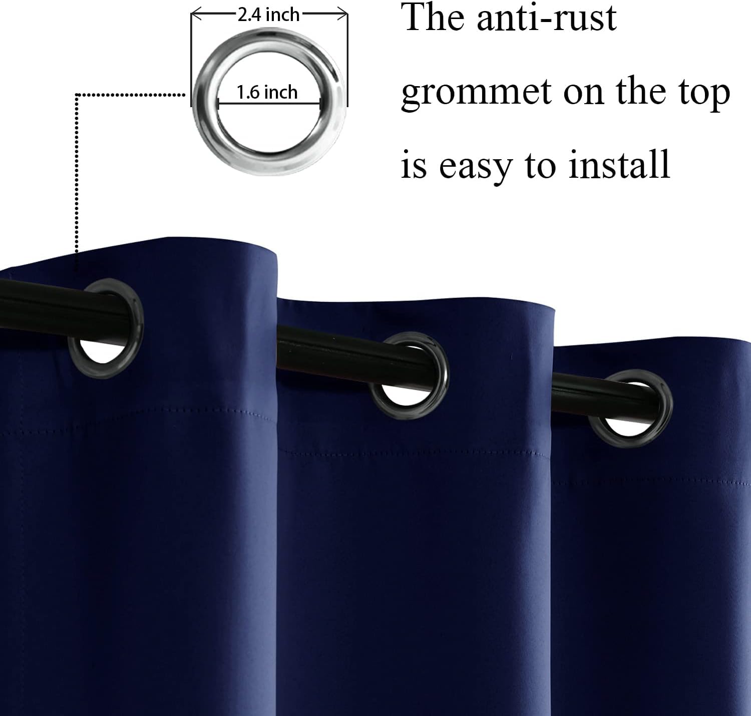 Jiuzhen Blackout Curtains For Bedroom - Light Blocking And Noise Reducing Grommet Room Darkening Curtains 84 Inch Length 2 Panels Set (38 X 84 Inch, Navy Blue)