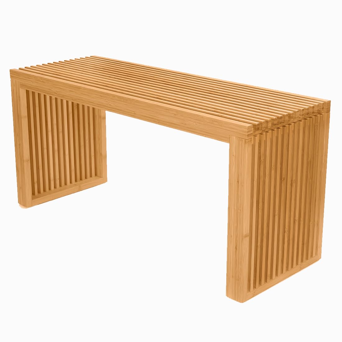 APRTAT Bamboo Dining Bench, 35 inch Farmhouse Decor Indoor Kitchen Table Bench, Entryway Shoe Rack Bench, Outdoor Bench, Solid B