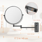 Ffowcye 8' Wall Mounted Magnifying Makeup Mirror, 1X/10X Double-Sided Shaving Mirror, 360 Swivel Mirror Wall Mount, Extendable