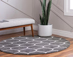 Unique Loom Trellis Frieze Collection Area Rug - Rounded (3' Round, Dark Gray/ Ivory)