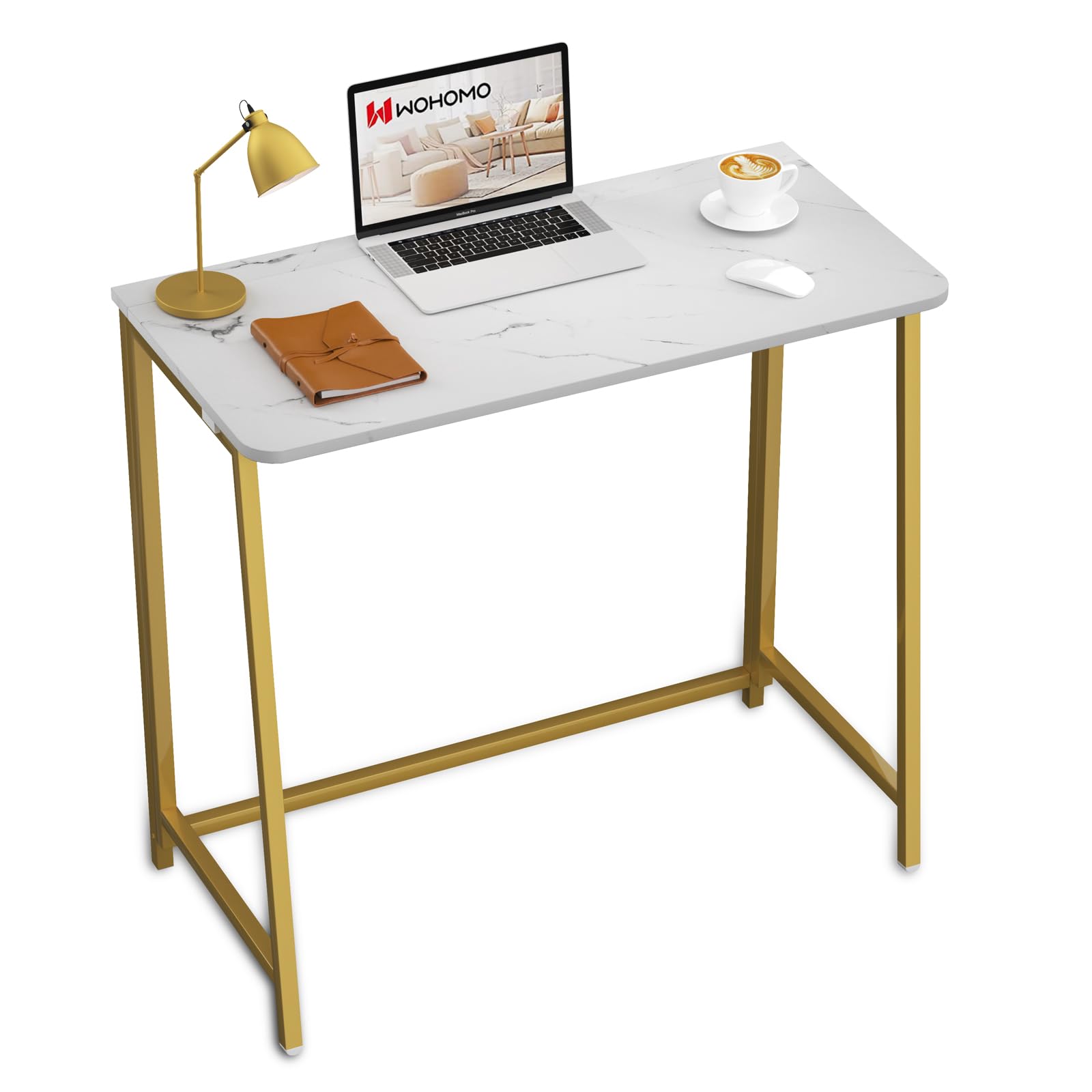 WOHOMO Folding Desk, Small Writing Desk 39.4, Space-Saving Foldable Laptop Table Writing Workstation for Home Office, Easy Assem
