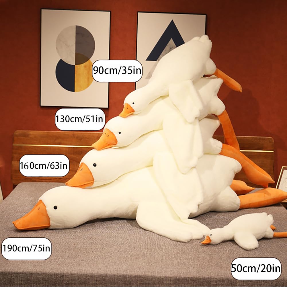 Srutirbo Giant White Goose Plush - 51 Soft Furry Swan Stuffed Animal Pillow, Huge Hugging Gift for All Ages