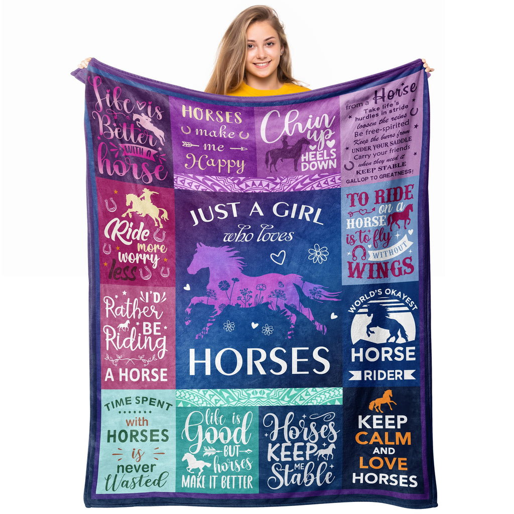 Loxezom Horse Gifts For Girls Women, Horse Blanket For Girls, Best Gifts For Horse Lovers Girls, Just A Girl Who Loves Horses, H