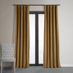 Hpd Half Price Drapes Signature Velvet Thermal Blackout Curtains For Living Room 108 Inch Long (1 Panel) Rod Pocket Insulated Blackout Curtains For Bedroom Window Curtains, 50W X 108L, Amber Gold