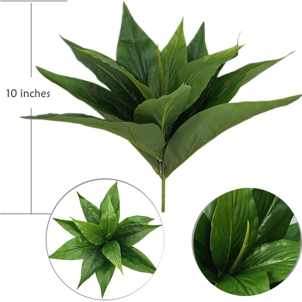 Artificial Agave Fake Plant, 10 Inches Faux Shrubs Bushes Plants For Indoor Outdoor Bedroom Garden Greenery Uv Resistant Leaves