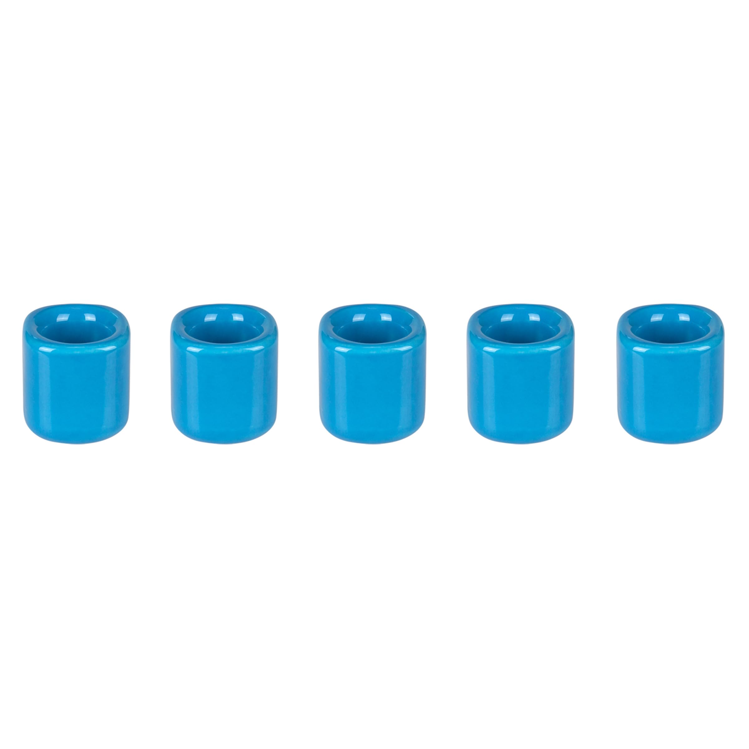 Mega Candles 5 pcs Light Blue 1/2 Inch Diameter Ceramic Chime Ritual Spell Candle Holders, Great for Casting Chimes, Meditation,