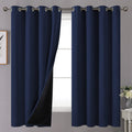 Youngstex 100% Blackout Curtains For Bedroom With Black Liner, Grommet Full Light Blocking Curtain Thermal Insulated Drapes For