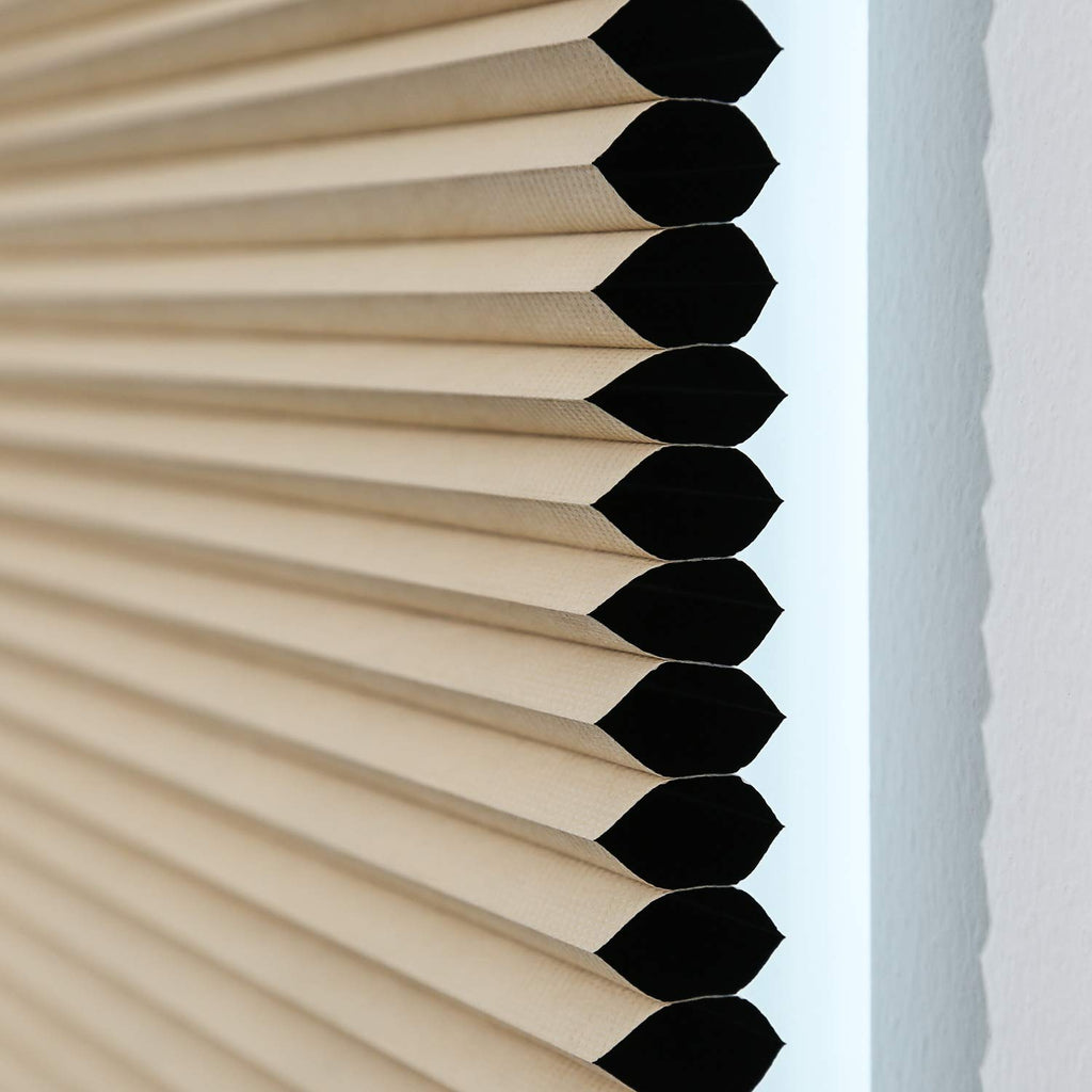 Cellular Shades Cordless Blackout Honeycomb Blinds Fabric Window Shades Ivory Beige(Blackout), 24'' W X 38'' H