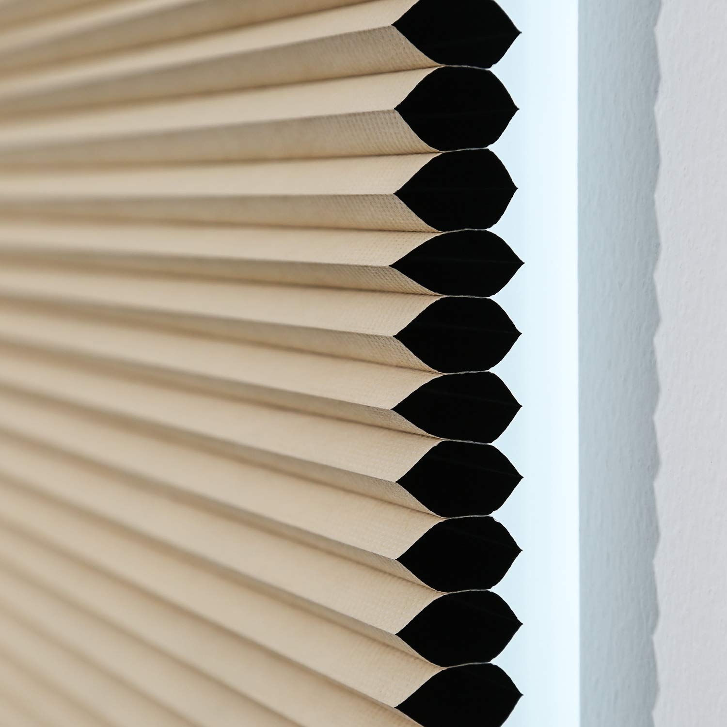 Cellular Shades Cordless Blackout Honeycomb Blinds Fabric Window Shades Ivory Beige(Blackout), 24'' W X 38'' H