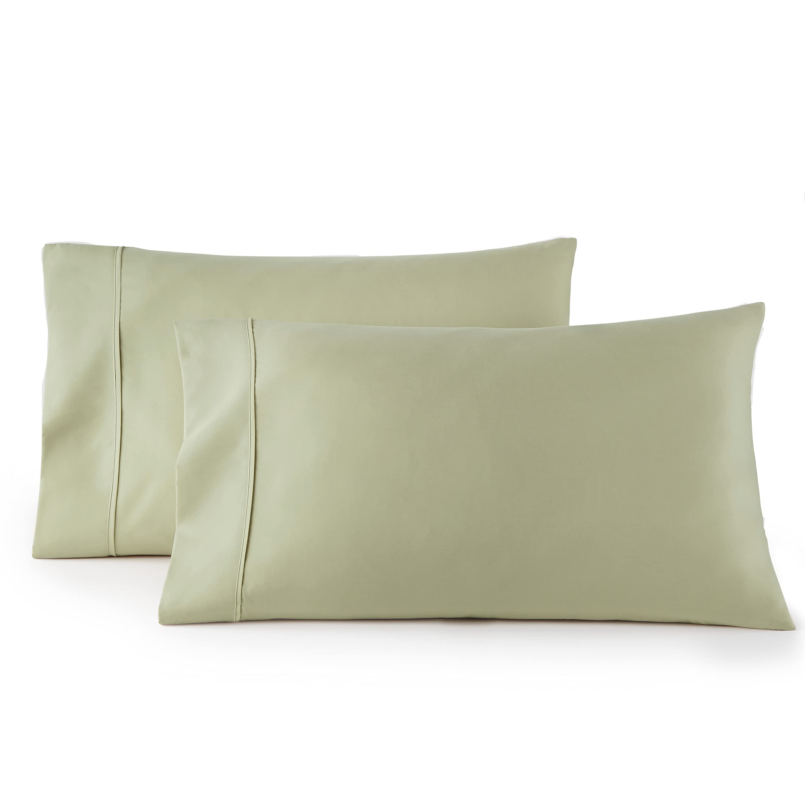 Hc Collection King Pillow Cases Set Of 2- Microfiber, Extra Soft Pillowcases - Easy Care & Machine Washable - Sage