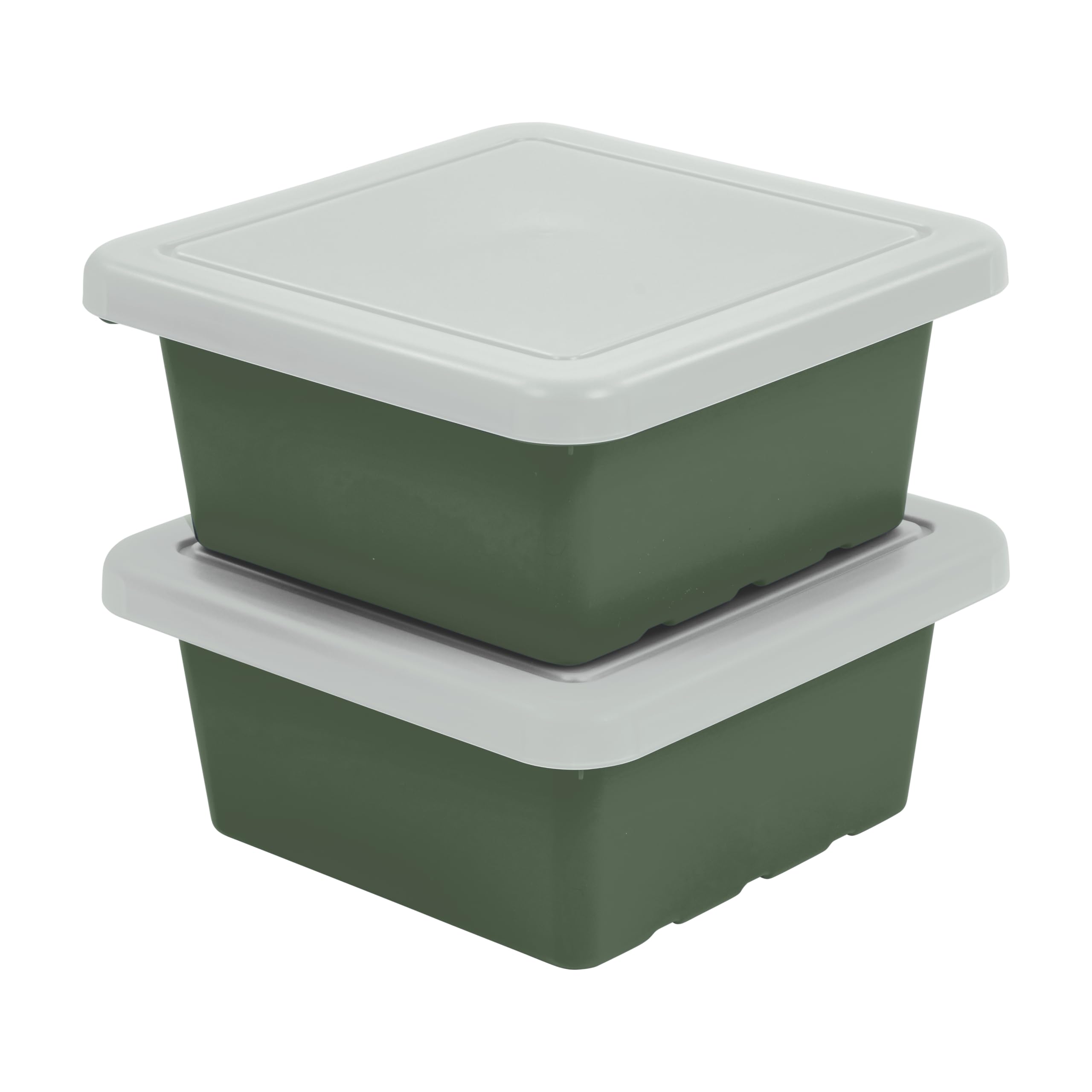 ECR4Kids Square Bin with Lid, Storage Containers, Hunter Green, 2-Pack