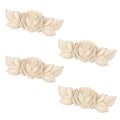 T Tulead Wood Carved Appliques Furniture Onlay Unpainted Corner Applique 3.54x1.38 Decorative Flower Decal Pack of 4 for Cabinet