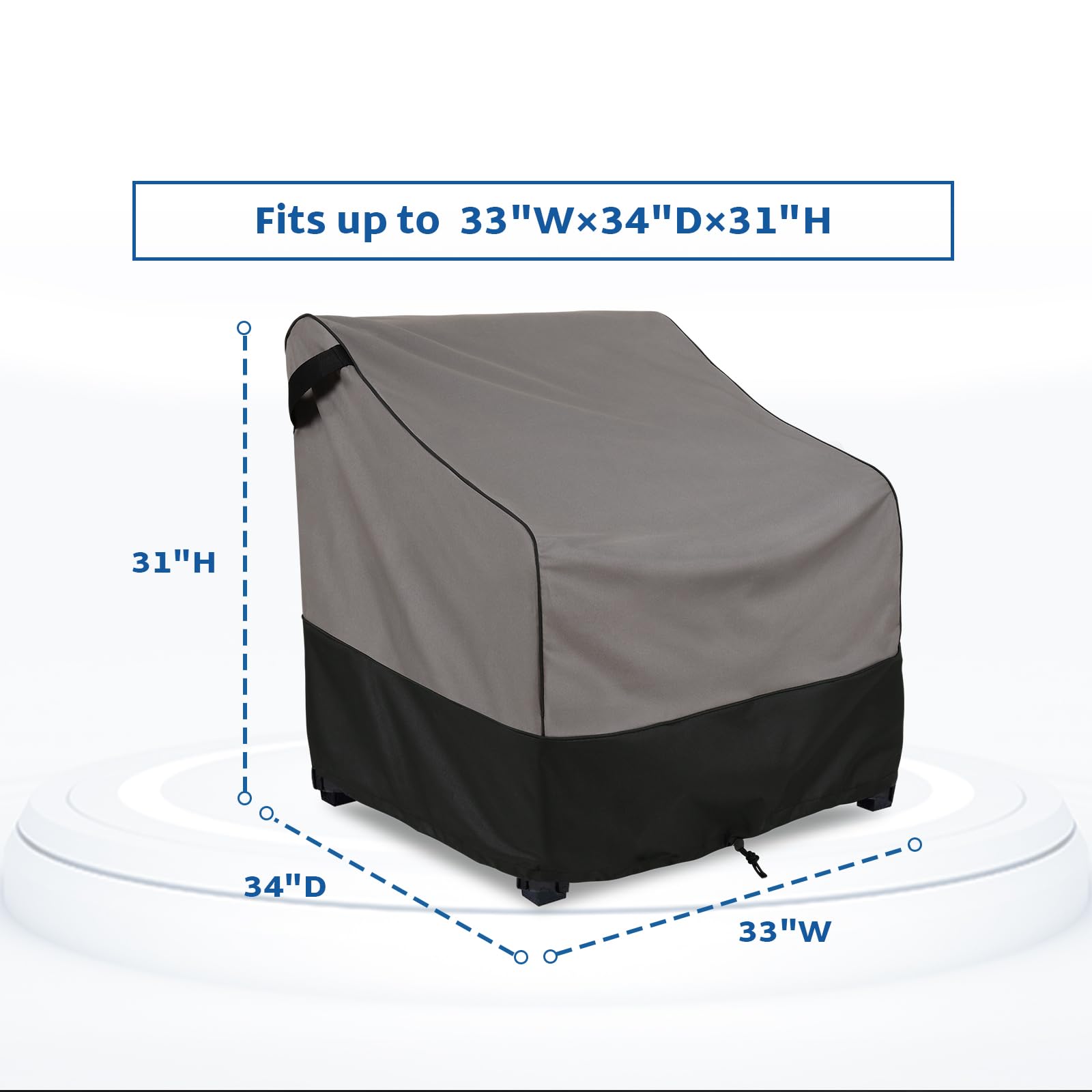 Forspark Patio Furniture Covers Waterproof For Outdoor Chairs , Heavy Duty Lawn Chair Covers 2 Packs, Fits Up To 33 W X 34 D X 31 H Inches-Grey & Black