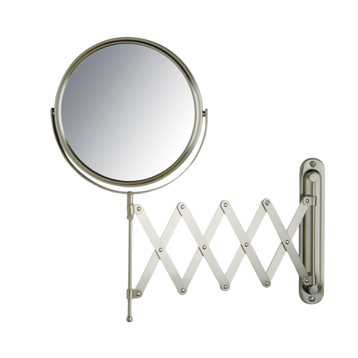 JERDON Wall-Mounted Makeup Mirror - 7X Magnification - Nickel - JP2027N