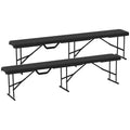Outsunny 2 Pack 6 Feet Plastic Folding Benches, Portable Foldable Bench Seats with Carrying Handle, Non-Slip Mat, Picnic Benches