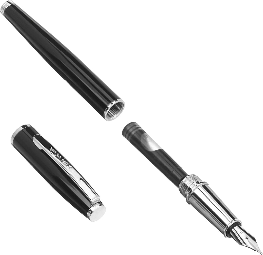 Sheaffer Prelude Medium Nib Fountain Pen, Black Lacquer, Nickel Plate Trim (E037353)