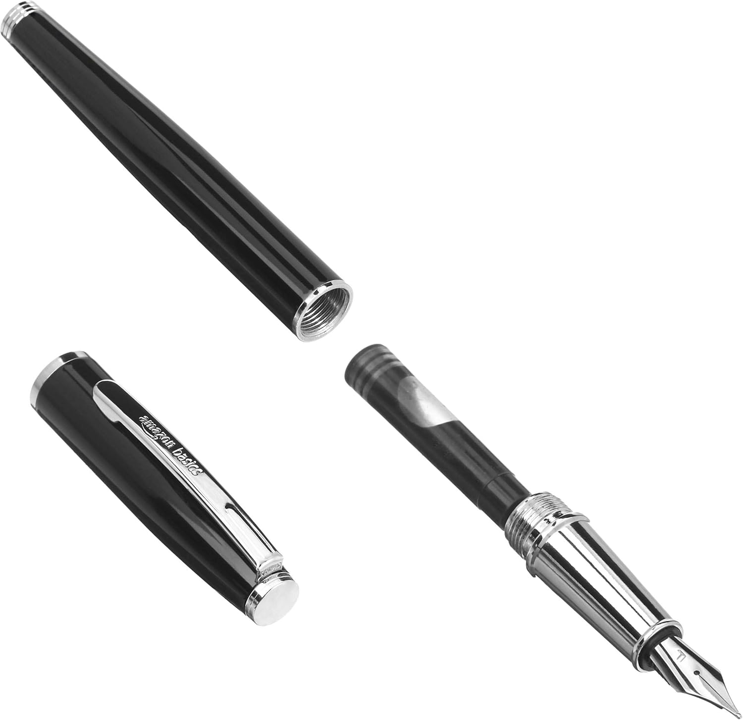 Sheaffer Prelude Medium Nib Fountain Pen, Black Lacquer, Nickel Plate Trim (E037353)