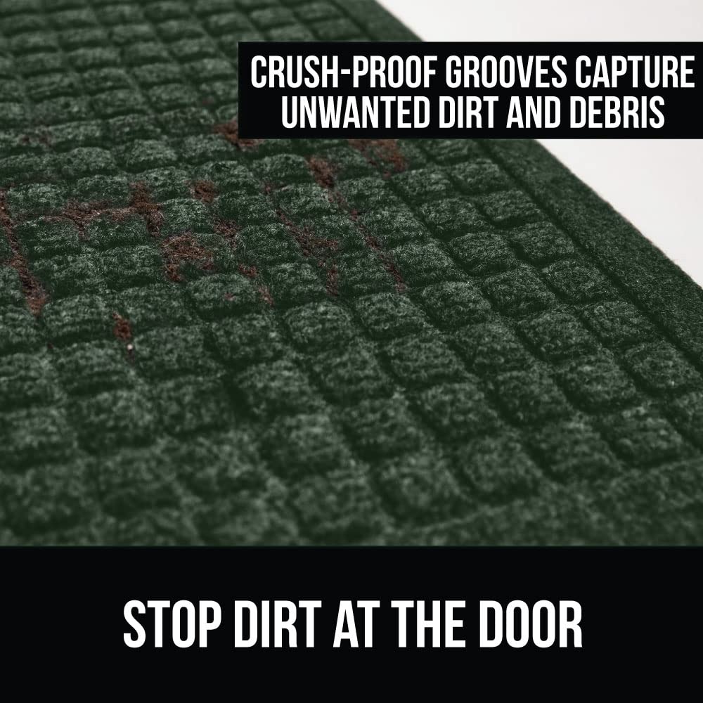 Gorilla Grip Ultra Absorbent Moisture Guard Doormat, Absorbs Up To 1.7 Cups Of Water, Stain And Fade Resistant, Spiked Rubber Backing, All Weather Mats Capture Dirt, Indoor Outdoor, 29X17, Green