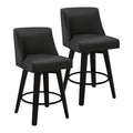 AMICLIBER Counter Height Swivel Bar Stools Set of 3, 26 Inch Bar Stools with Footrest, Faux Leather Upholstered Barstools with B