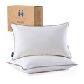Mosluna Goose Feather Down Pillows Queen Size Set of 2, Luxury Hotel Collection Bed Pillow 2 Pack, Airyfil Powered Fillings & Fe
