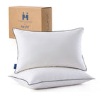Mosluna Goose Feather Down Pillows Queen Size Set of 2, Luxury Hotel Collection Bed Pillow 2 Pack, Airyfil Powered Fillings & Fe