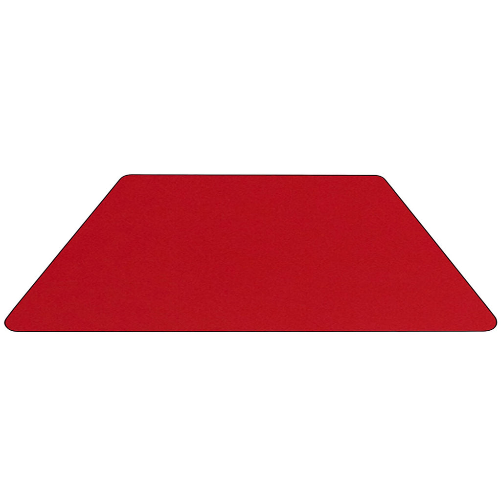 Flash Furniture Mobile 22.5''W x 45''L Trapezoid Red HP Laminate Activity Table - Standard Height Adjustable Legs