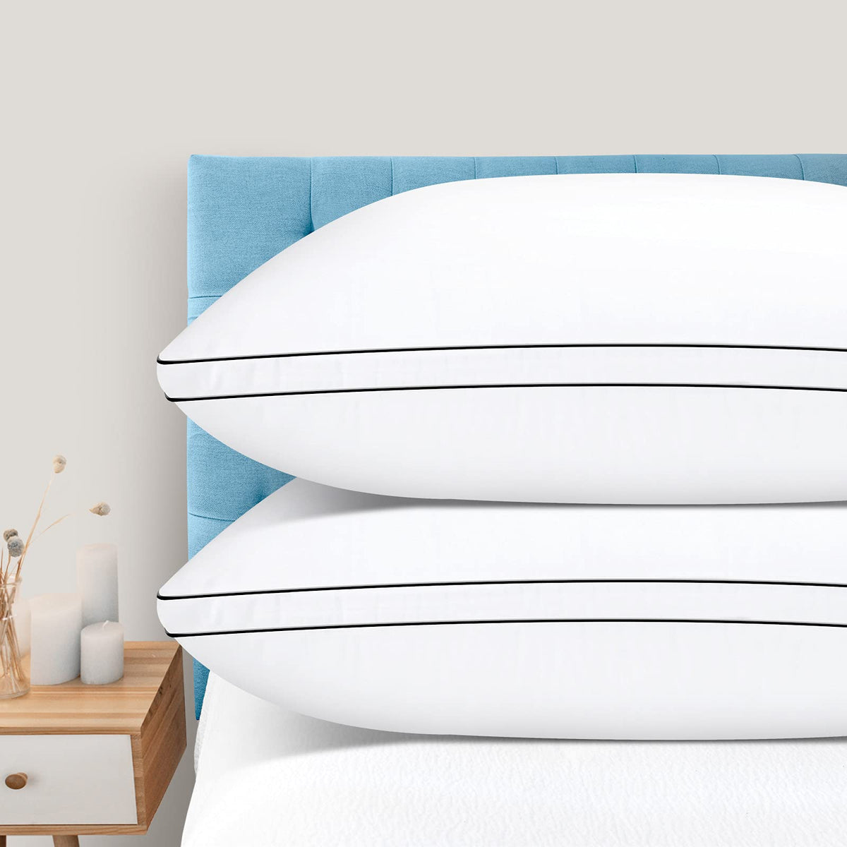 Dolceluna Pillows Queen Size Set Of 2, Bed Pillows For Sleeping 2 Pack, Queen Pillows Down Alternative Hotel Luxury Pillow For S