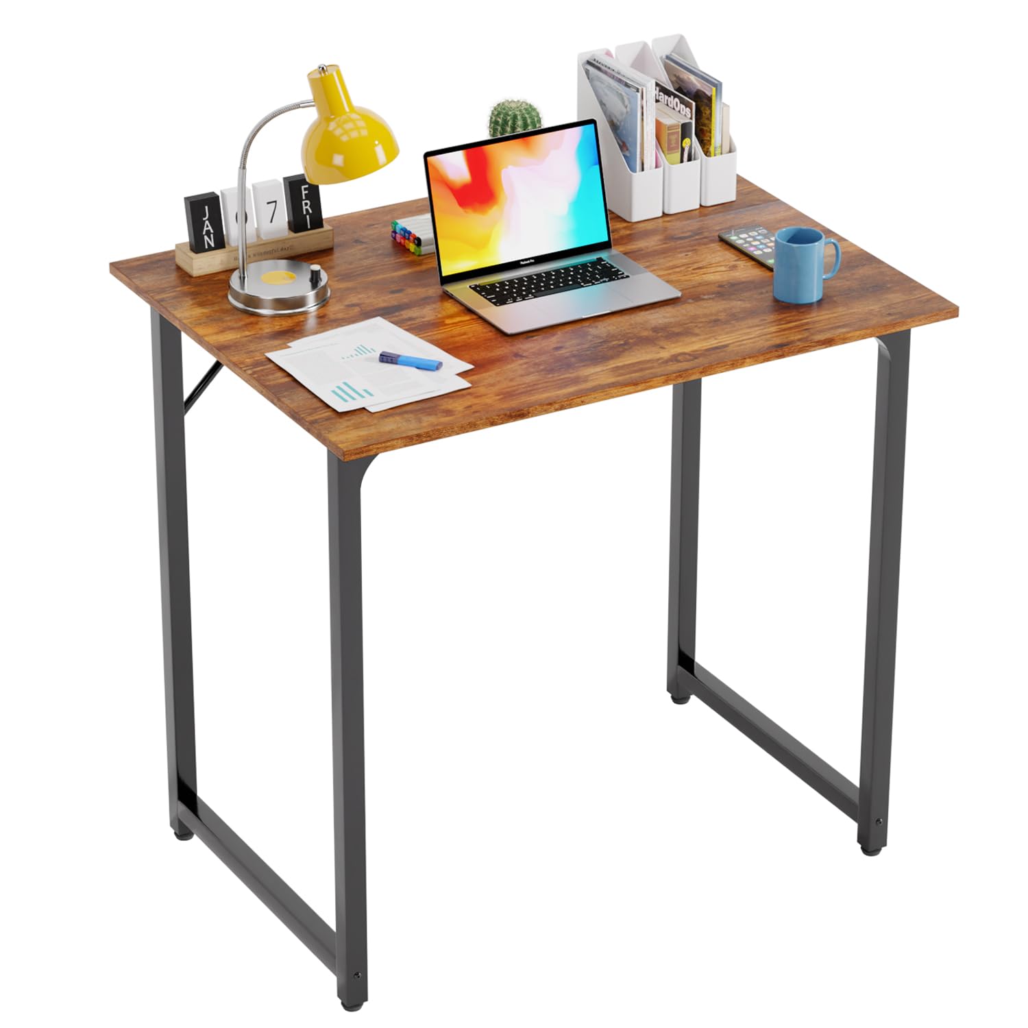 PayLessHere | 32 Inch Computer Desk | Vintage | Office Desk with Metal Frame, Adjustable Feet | Water-Resistant, Scratchproof Su