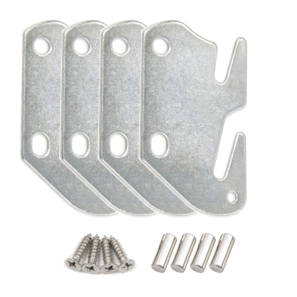Bitray Wood Bed Plates Wood Bed Rail Hook Plates For Bed Frame Bracket Headboard Footboard Replacement  4Pcs