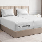 Extra Deep Pocket Split King Sheets - 5 Piece Breathable & Cooling Bed Sheets - Hotel Luxury Bed Sheet Set - Soft, Wrinkle Free & Comfy - Easily Fits Extra Deep Mattresses - Deep Pocket White Sheets