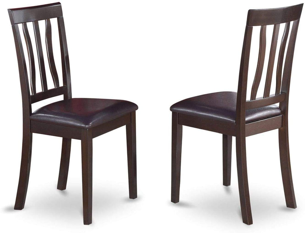 East West Furniture HLAN3-CAP-LC Boston 3-Piece Modern Set Contains a Round Table and 2 Faux Leather Kitchen Dining Chairs, 42x42 Inch, Cappuccino