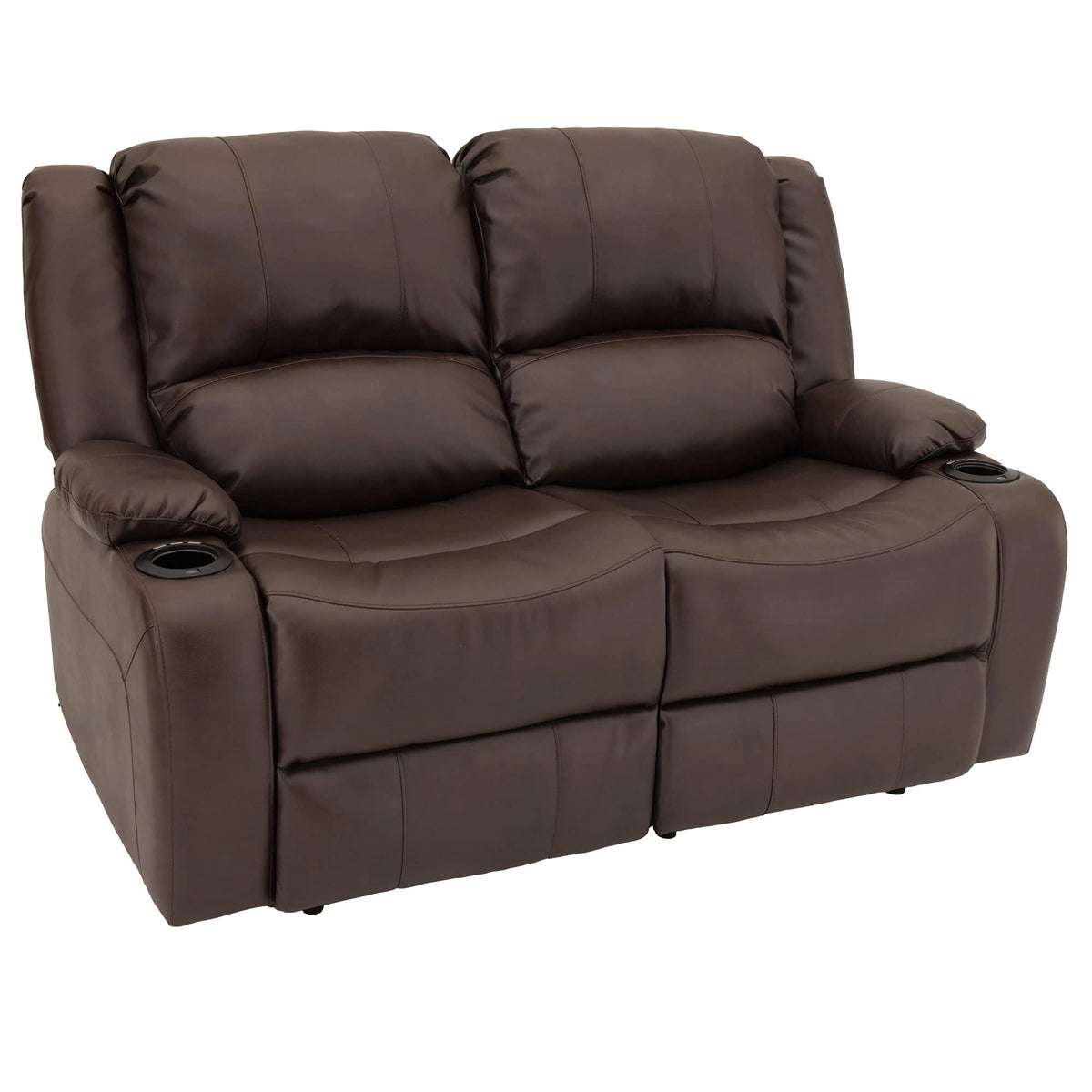 Recpro Charles 58 Powered Double Rv Wall Hugger Recliner Sofa Rv Loveseat (Chestnut)