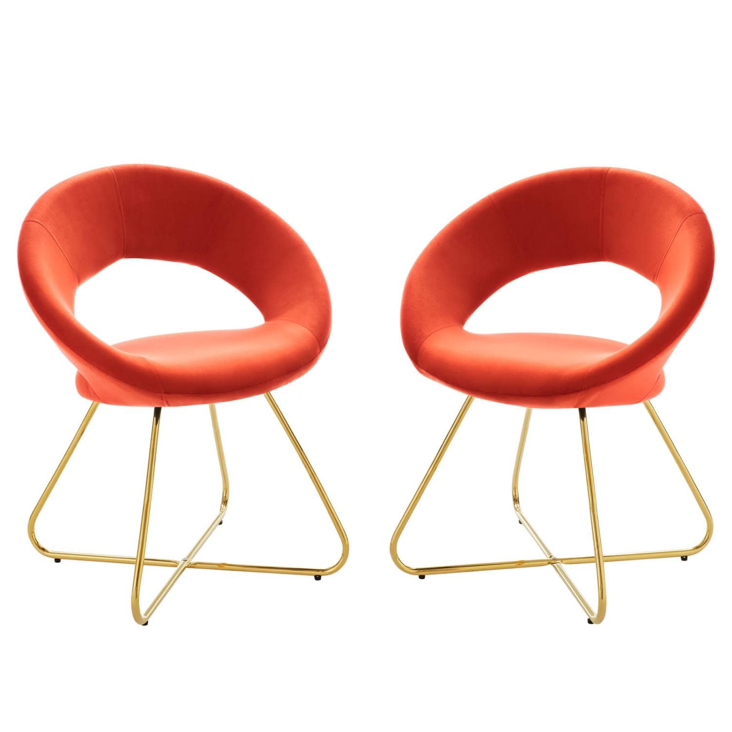 Modway Nouvelle Set Of 2 Dining Chair In Gold Orange Finish Eei-4681-Gld-Ora