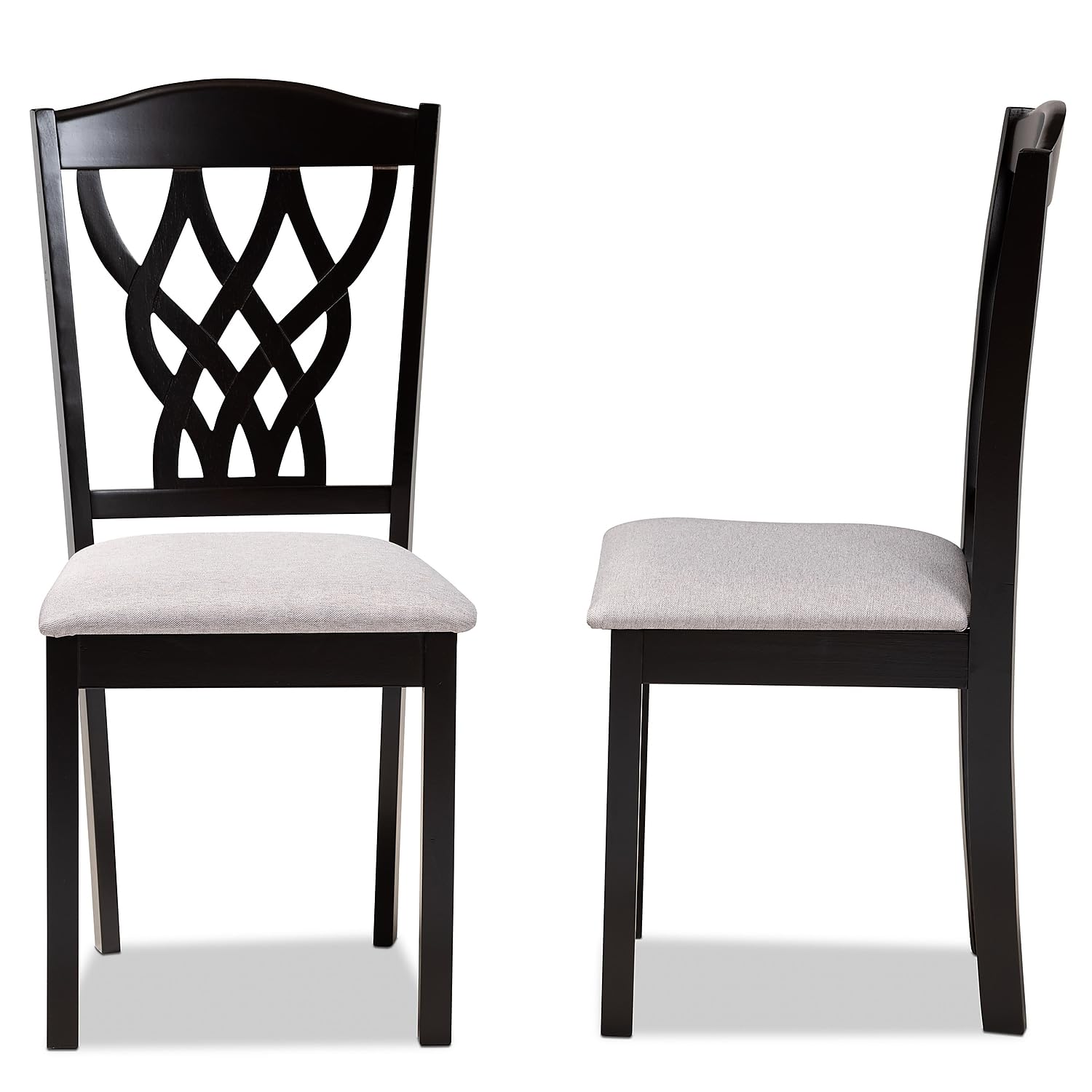 Baxton Studio Delilah Modern Fabric Dining Chair, Grey and Dark Brown, 2/Set (171-2PC-10952HT)