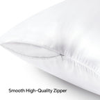Bedelite Satin Pillowcase With Zipper, White Pillow Cases Queen Size Set Of 2, Super Soft And Cooling Similar To Silk Pillow Cas
