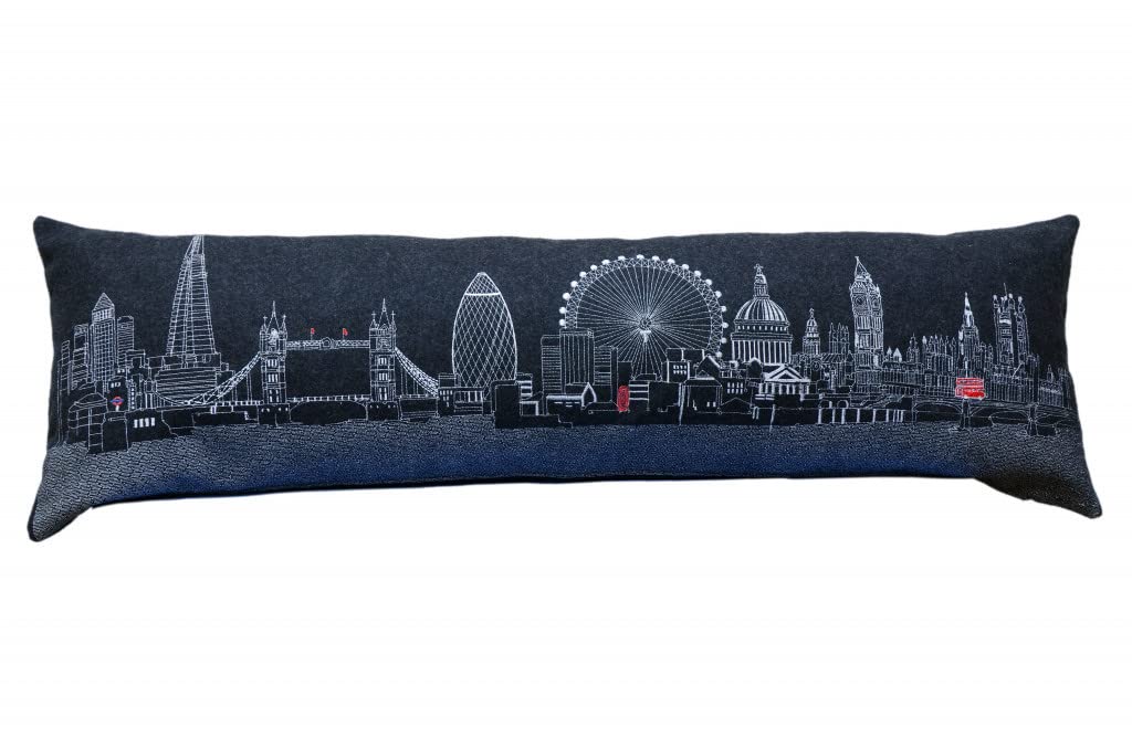 HomeRoots Grey 45' Black and White London Nighttime Skyline Lumbar Decorative Pillow
