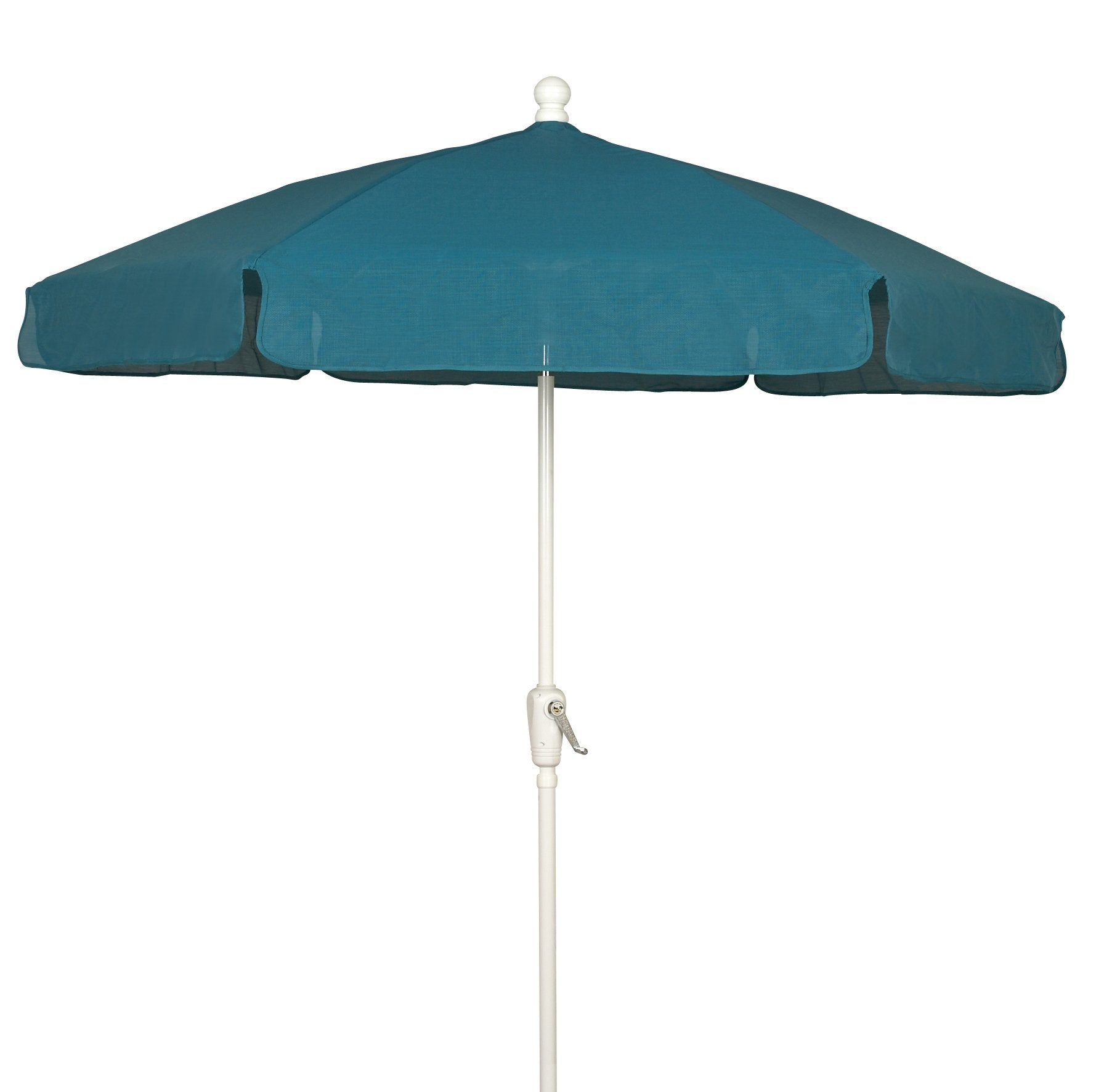 FiberBuilt Umbrellas Garden Umbrella, 7.5 Foot Teal Canopy and White Pole