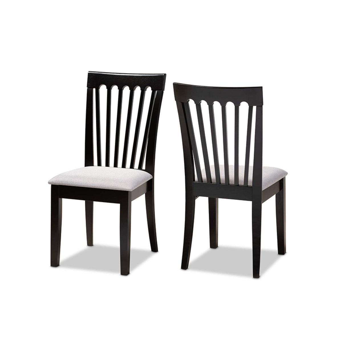 Baxton Studio Minette Modern and Contemporary Gray Fabric Upholstered and Espresso Brown Finished Wood 2-Piece Dining Chair Set