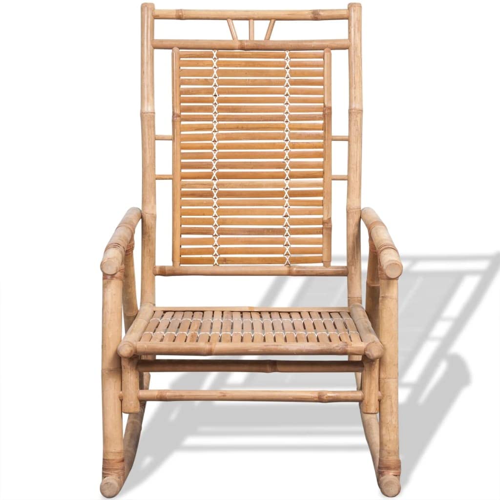 vidaXL Bohemian Style Rocking Chair - Indoor and Outdoor Use - Solid and Comfortable Bamboo Construction - Brown