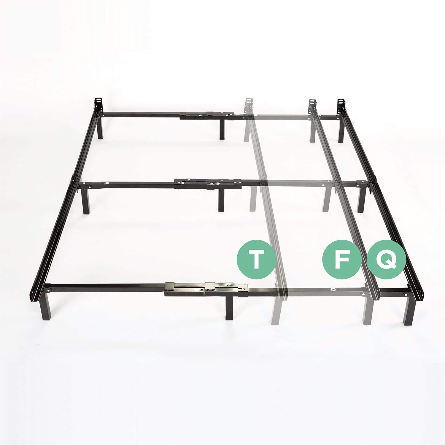 ZINUS Compack Metal Adjustable Bed Frame, 7 Inch Support Bed Frame for Box Spring and Mattress Set, Twin/Full/Queen, Black